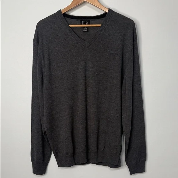 Jos. A. Bank Signature Collection 100% Merino Wool Charcoal V-Neck Sweater XL