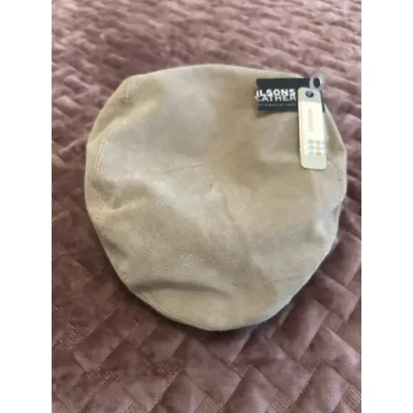 NWT Vintage Wilson's Leather Maxima Tan Suede Newsboy Cap‎ (S/M) biker grunge