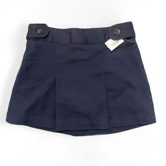 Nwt Old Navy Twill Pleated Elastic Waist Skort in Uniform Blue Girls Size XS (5)