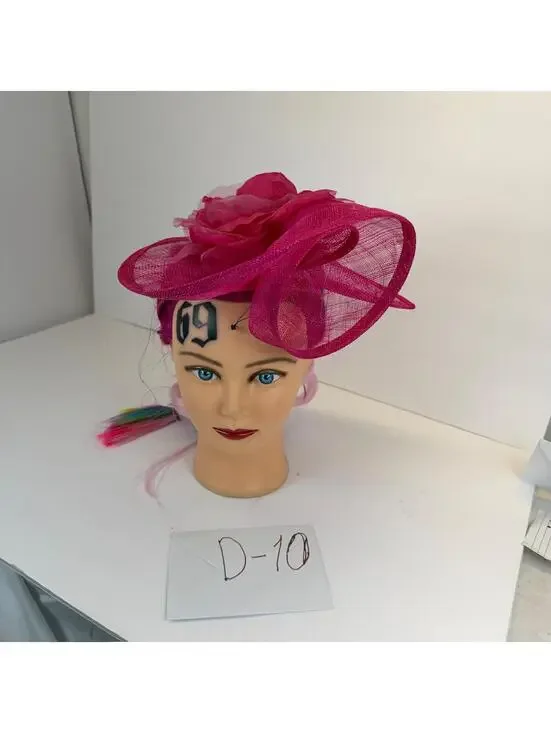 The Hat Hive Fuchsia Sinamay Fascinator Hat w/ Flower & Headband - New w/ Tags