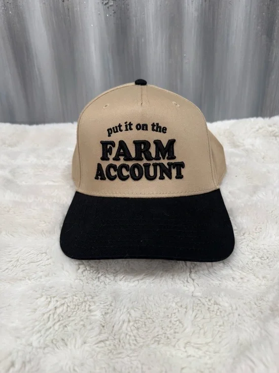 Beige & Black 'Put It On The Farm Account' Baseball Cap