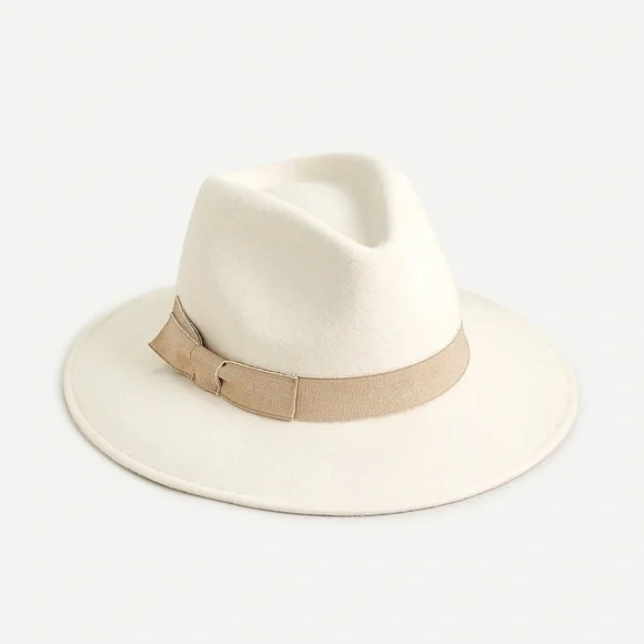 NWT J.Crew Western Hat Ivory Grosgrain Trim Wool Made in Italy