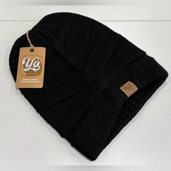 Yo Colorado Women's Drift Slouch Beanie Hat NWT Black Winter Ski Snow