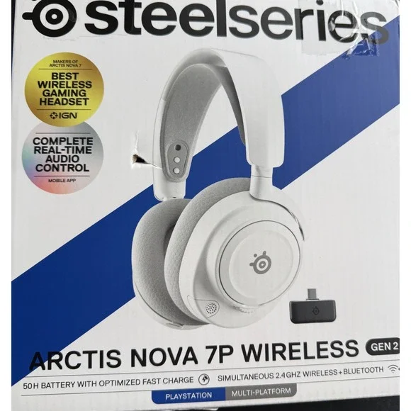 SteelSeries Arctis Nova 7P Wireless Gen 2 Gaming Headset White PlayStation PC