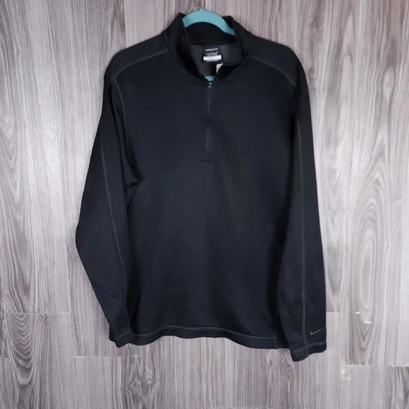 Nike‎ Golf Dri-FIT Quarter Zip Pullover Mens Large Black Performance Sweatshirt
