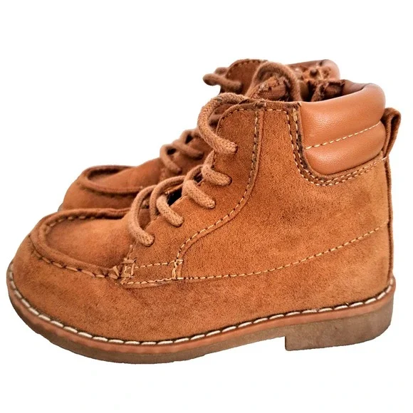 Old Navy Brown Faux Suede Boots‎ Girls / Baby Size 7 Side Zipper Utility Preppy