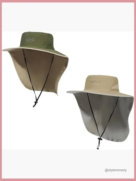 Women's Waterproof UV Protection Wide Brim Bucket Hat with Neck Flap for Hiking