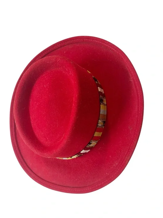 BAILEY Red Felt Fedora with Southwestern Patterned Band