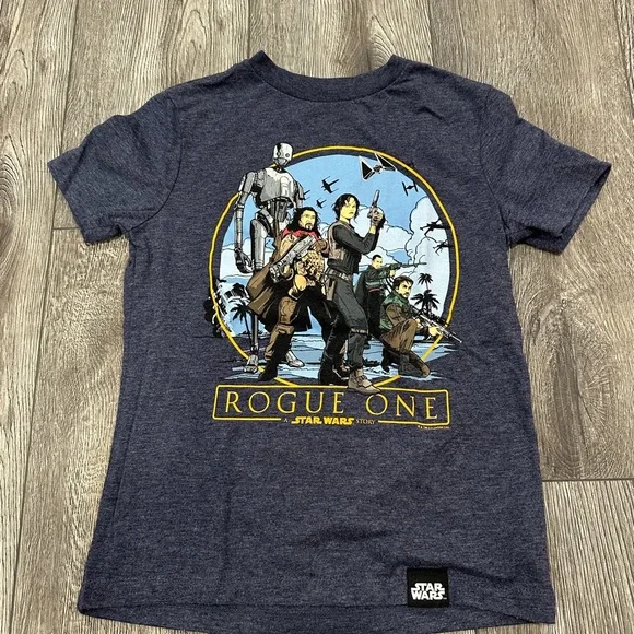 Old Navy Star Wars Rogue One Collectabilitees Blue Kids Tee, Size S (6/7)