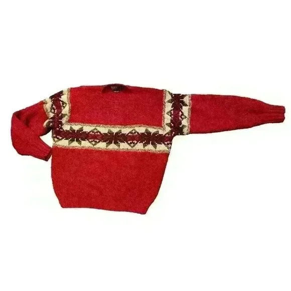 Vintage 1996 Polo Ralph Lauren Hand Knit Aztec Sweater Wool Men’s XL