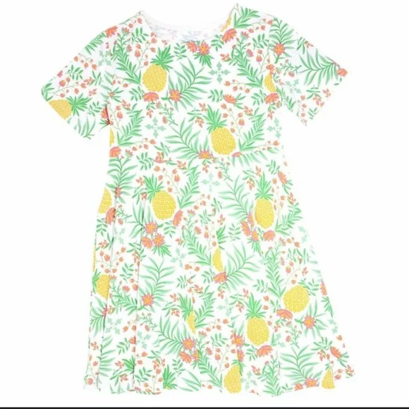 Sweet Bamboo - Swirly Girl Dress w/Cap Sleeve - Pineapple Floral