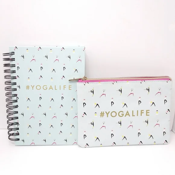 YOGA LIFE Notebook & Zip Pouch Bundle NWT Great Gift Happy New Year
