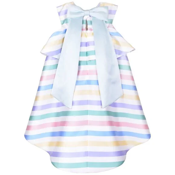Hucklebones Striped Bow Trapeze Dress - Size 4Y