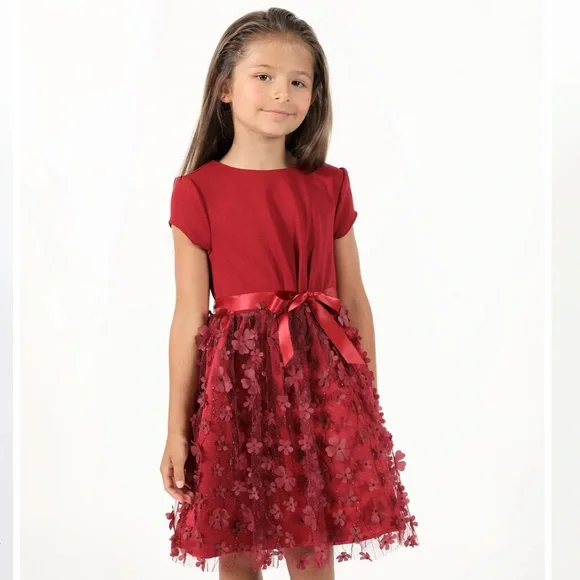 US Angels Little Arielle Floral Mesh Dress