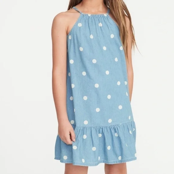 Old Navy Chambray Polka Dot Swing Sundress Size L