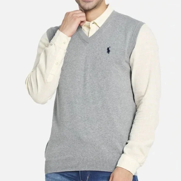 Polo Ralph Lauren 100% Pima Cotton Sweater Vest in Grey, Size XL