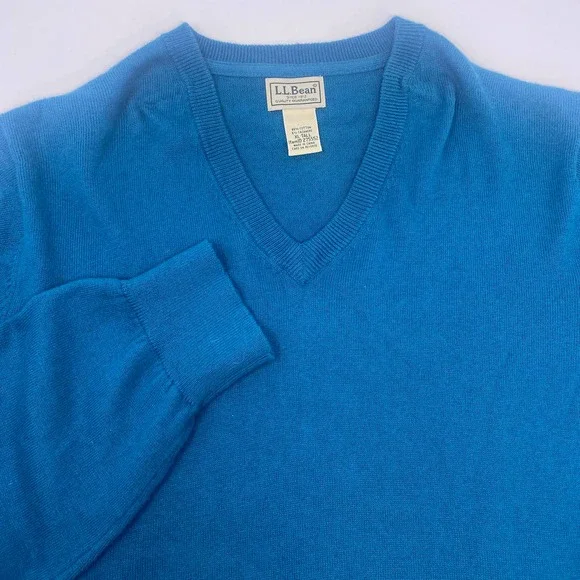 L.L. Bean‎ Mens XLT Cotton Cashmere Blend VNeck Long Sleeve Pullover Sweater