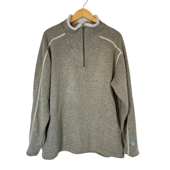 Kuhl Europa 1/4 Zip Fleece Sweater Size XL Pullover Sherpa Alfpaca Tan Jacket