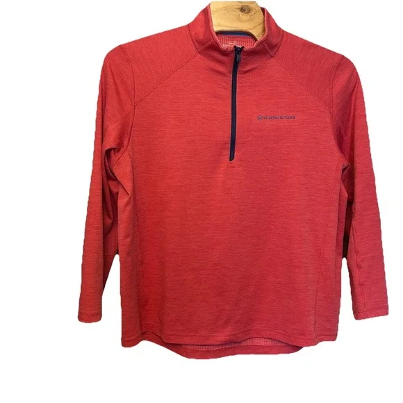 Vineyard Vines Performance Men 2XL Long Sleeve Quarter 1/4 Zip Pullover Pink Red