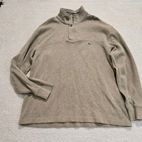 Bob Timberlake Sweater Men's L 1/4 zip Long Sleeve Pullover Heather Brown