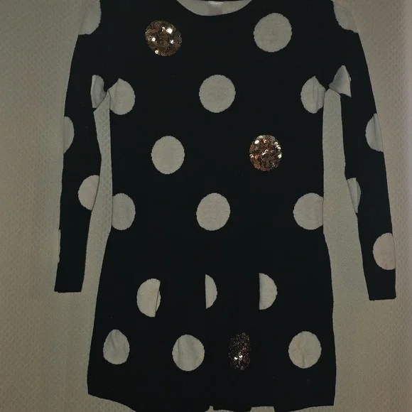Cat & Jack Black Sweater with White Dots and Gold Detail