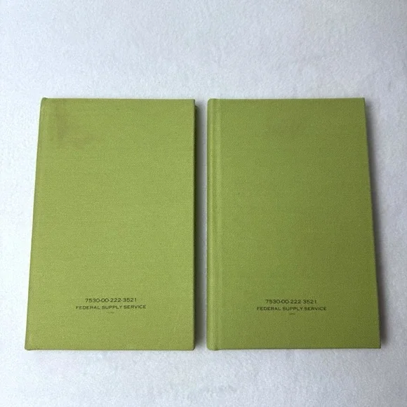 Lot Of 2 Vintage Record Log Book Military Federal Supply Record Journal Green