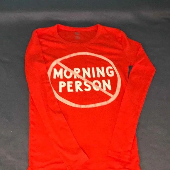 Old Navy Graphic Tee Red Not A Morning Person Long Sleeve Girls XL 12