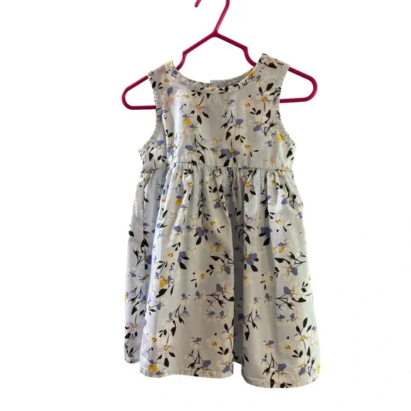 Mini Hop sweet Floral yellow blue baby girl Dress Sleeveless Casual Summer 24 mo
