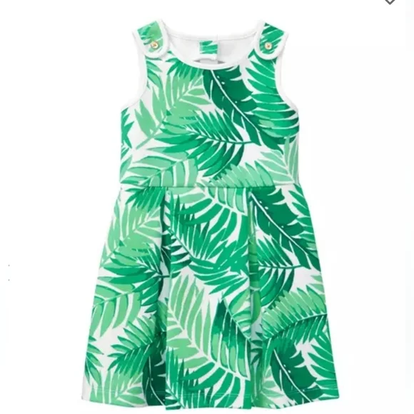 Janie And Jack Size 12-18‎ Months Palm Ponte Dress In Jungle Green Palm Print