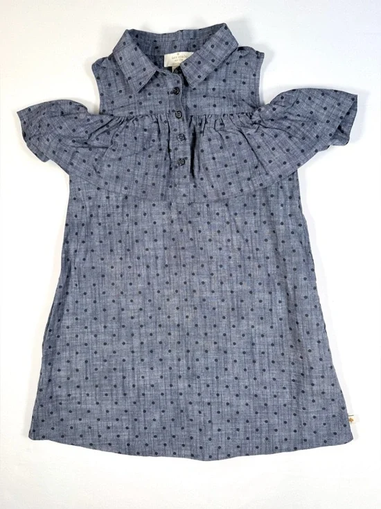 KATE SPADE Girls Polka Dot Cold Shoulder Dress Size 7 Preppy Designer Chic
