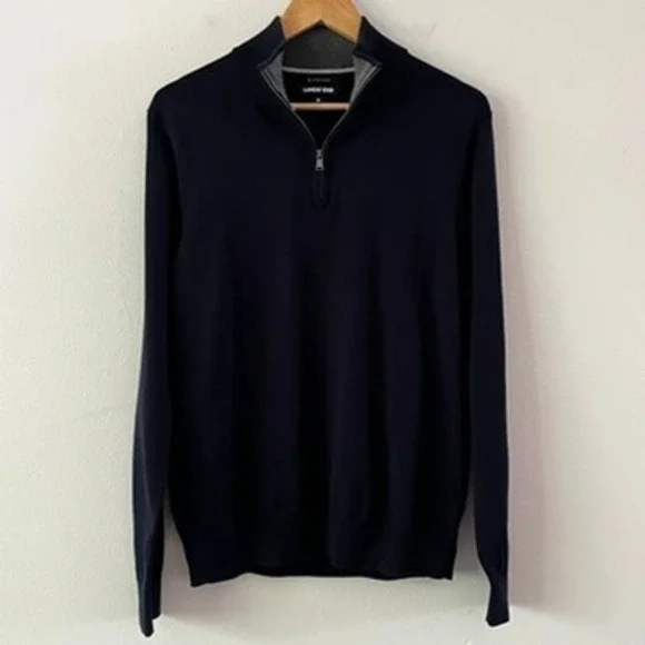 Lands' End‎ Men's Supima Cotton 1/4 Zip Pullover Sweater Navy size medium