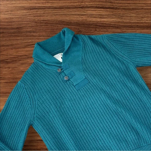 NWT Duluth Trading Blue Green‎ Thick Shawl Collar Wool Blend Sweater Men L