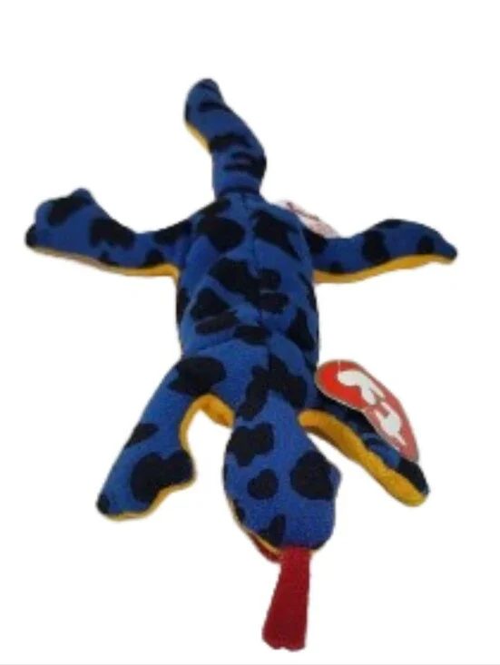 Ty Blue Leopard-Print Plush Lizard with Yellow Underside