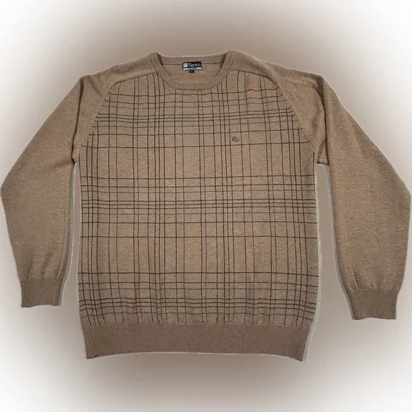 Cashmere Purely Merino XL Men's Pull Over Tan Sweater OfficeWear Casual