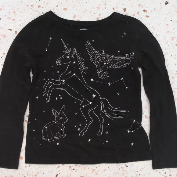 Old Navy | Constellations Black Long Sleeve Casual NightSky Fantasy T-Shirt | 5T