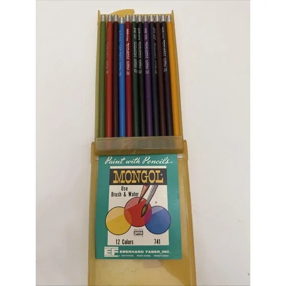 Vintage Eberhard Faber Mongol 741 Paint With Pencils 12 Colors Only One Used