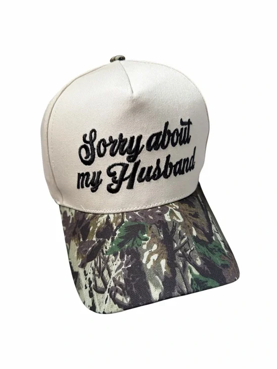 Sorry About My Husband Camo Trucker Hat Adjustable Baseball Cap