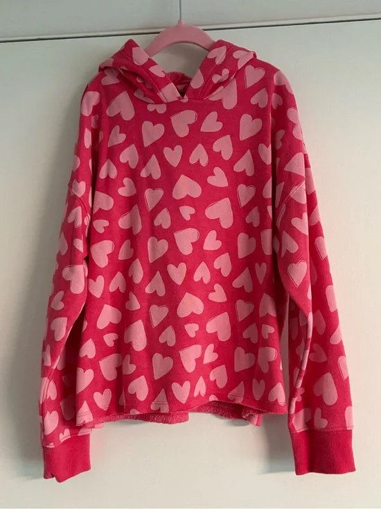 Old Navy Pink Heart Print Hoodie