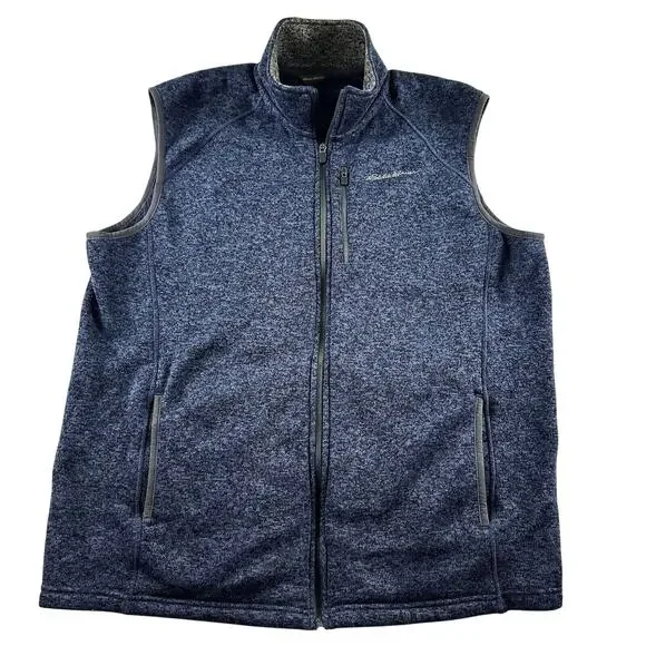 Eddie Bauer‎ Fleece Vest Mens Blue XL Outdoor Hiking Casual Sleeveless Full Zip