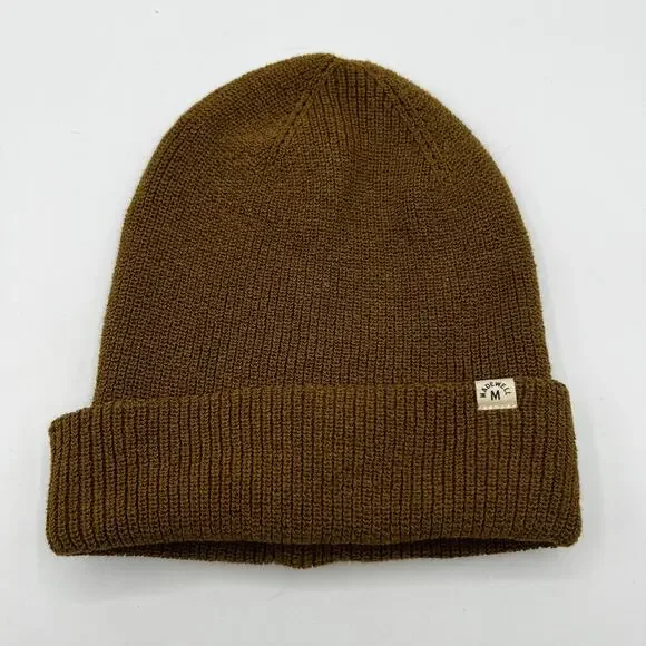 Madewell NWT Brown Green Recycled Cotton Knit Beanie