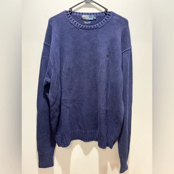 Vintage‎ Polo Ralph Lauren knit sweater Mens Large Navy Blue. Size XL