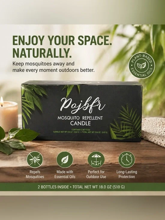 Green Mosquito Repellent Candle - Plant-Based