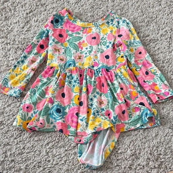 little Sleepies Secret Garden Long Sleeve Bamboo bodysuit Twirl Dress