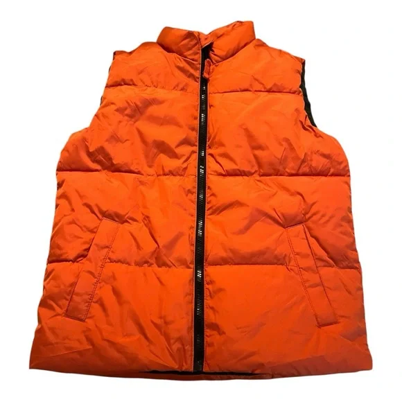 Old Navy Boys Orange Puffer Vest‎ Size L (10–12) Zip Front