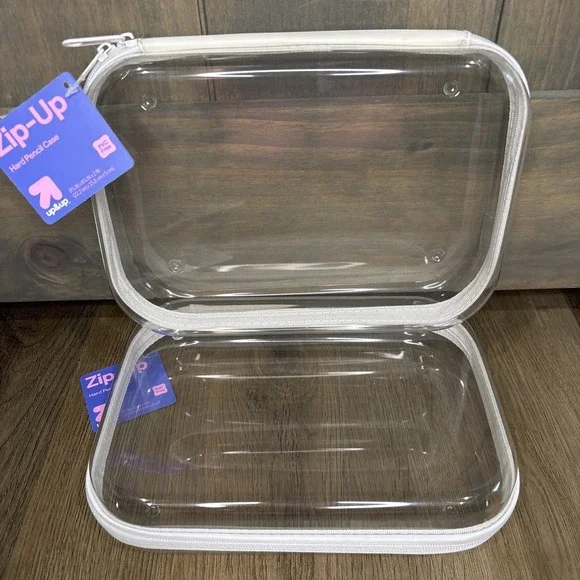 Hard Sided Zipper Pencil Case Clear‎ Set Of 2 Target Up & Up School Storage NEW
