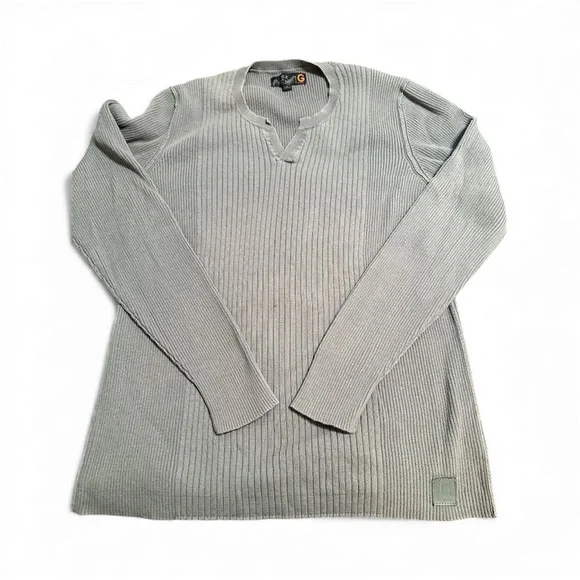 G by Guess Light Gray V-Neck Sweater Size L