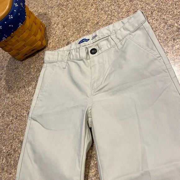 Old Navy Straight Built in Flex 7 Flat Front Khaki Tan Pants