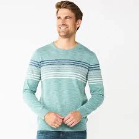 Sonoma Men’s Good For Life Supersoft Crewneck Sweater Blue Striped size large