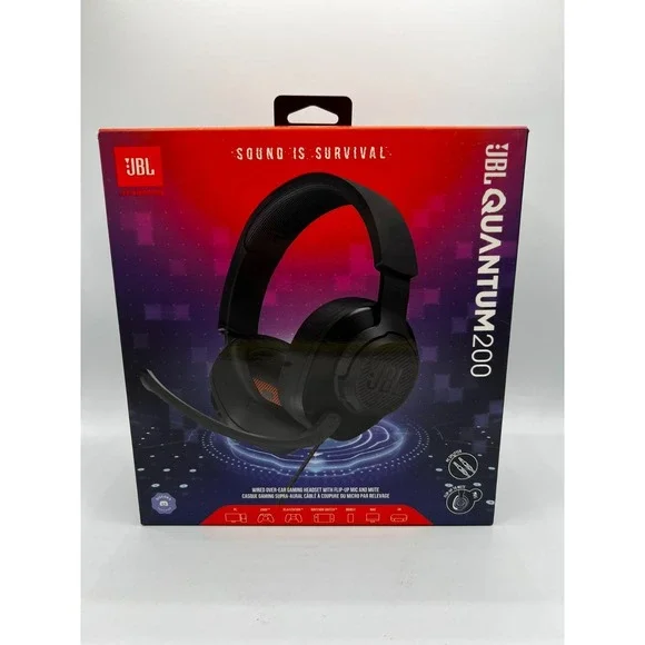 JBL Quantum 200 Gaming Headset, PC, PS5, PS4, Xbox Switch, Gaming Headphone, Mic