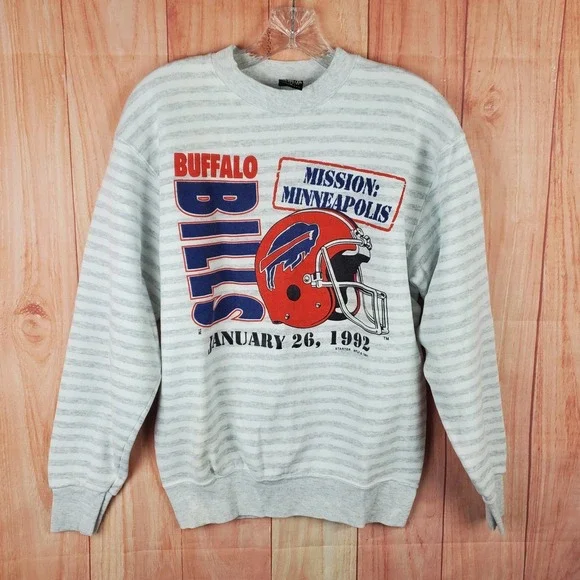 Vintage 90s Buffalo Bills Crewneck Sweatshirt Size Medium 1992 Mission Minnesota
